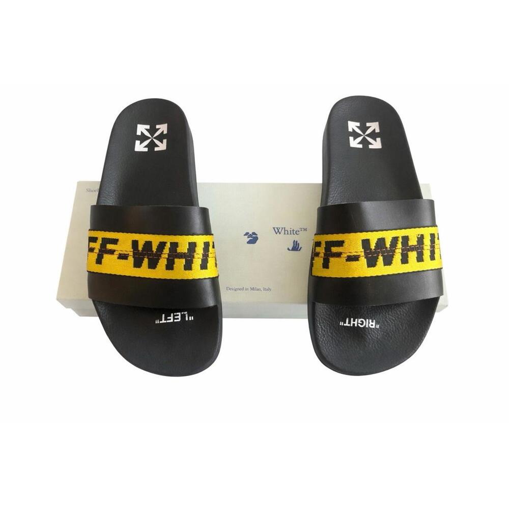 Off-White Industrial Slider Black Yellow Men's Slide Sandals EU 40 Rubber